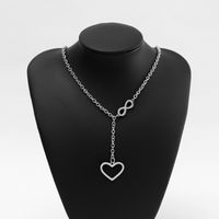 New Fashion Titanium Steel Heart Number 8 Pendant Necklace Ladies Jewelry Wholesale main image 2