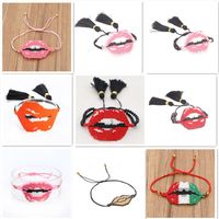 European And American Lips Tassel Bracelet Miyuki Beads Hand-woven Mouth Bracelet main image 1