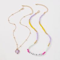 N9458 European And American Elegant Handmade Beaded Necklace Personalized Fashion Love Pendant Necklace Diamond-embedded Creative Clavicle Chain main image 4
