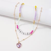 N9458 European And American Elegant Handmade Beaded Necklace Personalized Fashion Love Pendant Necklace Diamond-embedded Creative Clavicle Chain main image 5