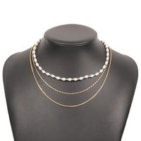 Simple Niche Design Sense Multi-layer Necklace Geometric Imitation Pearl Chain Necklace main image 6