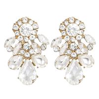 New European And American Personality Diamond-studded Flower Shape Geometric Drop-shaped Earrings main image 1