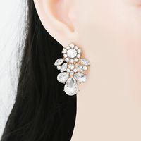 New European And American Personality Diamond-studded Flower Shape Geometric Drop-shaped Earrings main image 3