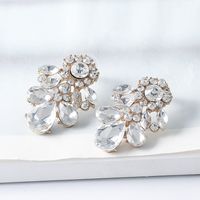 New European And American Personality Diamond-studded Flower Shape Geometric Drop-shaped Earrings main image 4