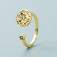 Cross-border New Product Copper Geometric Hollow Smiley Face Tai Chi Shape Open Micro-inlaid Zircon Ring main image 5