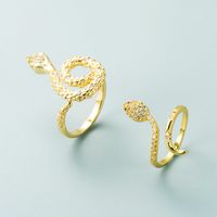 European And American Fashion Bohemian Copper Gold-plated Micro-inlaid Zircon Snake Ring Opening Adjustable main image 3