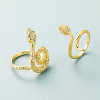 European And American Fashion Bohemian Copper Gold-plated Micro-inlaid Zircon Snake Ring Opening Adjustable main image 4