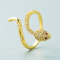 European And American Fashion Bohemian Copper Gold-plated Micro-inlaid Zircon Snake Ring Opening Adjustable main image 5