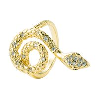 European And American Fashion Bohemian Copper Gold-plated Micro-inlaid Zircon Snake Ring Opening Adjustable main image 6