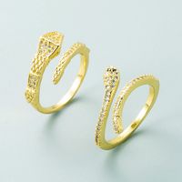 European And American Trend Personality 18k Copper Plated Real Zircon Snake-shaped Winding Open Ring main image 3