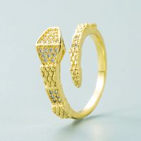 European And American Trend Personality 18k Copper Plated Real Zircon Snake-shaped Winding Open Ring main image 4