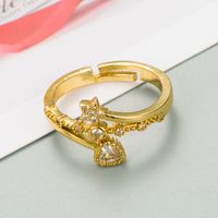 European And American Fashion Cool Creative Gold Plated Color Zircon Star And Moon Couple Ring Gold-plated Open Adjustable Ring main image 4