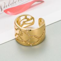 European And American Fashion Cool Creative Gold Plated Color Zircon Star And Moon Couple Ring Gold-plated Open Adjustable Ring main image 5