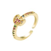 European And American Fashion Cool Creative Gold Plated Color Zircon Star And Moon Couple Ring Gold-plated Open Adjustable Ring main image 6