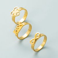 European And American Simple Bow Four-leaf Clover Titanium Steel Ring Titanium Steel Index Finger Ring main image 2