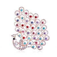European And American Exaggerated Colorful Crystals Peacock Brooch Creative Graceful Personality Animal Pin Corsage Suit Clothing Accessories Direct Sales main image 3