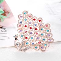 European And American Exaggerated Colorful Crystals Peacock Brooch Creative Graceful Personality Animal Pin Corsage Suit Clothing Accessories Direct Sales main image 5