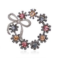 Korean Style Retro Forest Flower Wreath Brooch Alloy Color Diamond Temperament Bow Brooch Simple Brooch Wholesale main image 3