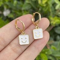 New Creative Drop Oil Square Earrings Personality Small Cartoon Square Smiley Face Earrings main image 6