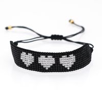 Miyuki Beads Weaving Jewelry Fashion Punk Style Black And White Peach Heart Wide Stacking Bracelet main image 1