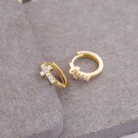 Copper Micro Diamond Cross Earrings Small Moon Earrings 18k Gold Earrings main image 5