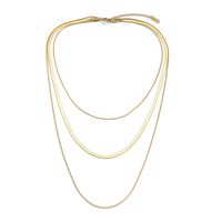 European And American Retro Three-layer Titanium Steel Flat Snake Bones Chain Necklace Autumn And Winter Wild Simple Graceful Clavicle Chain Women's Sweater Chain main image 3