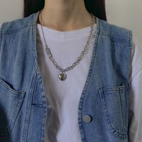 Titanstahl Herzförmige Halskette Weibliche Koreanische Art Einfache Buchstabennähte Kettenhalskette main image 1