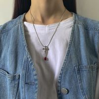 European And American New Diamond Cross Necklace Men And Women Simple Fashion Street Shooting Snake Bones Chain Clavicle Chain Female main image 2