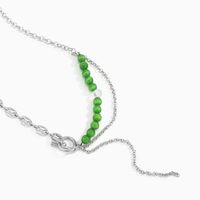 Korean Retro Stone Necklace Simple Metallic Design Pendant Geometric T-shaped Buckle Pendant Clavicle Chain main image 4