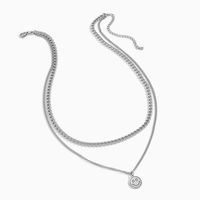 European And American Hip-hop Titanium Steel Double-layer Smiley Face Necklace Simple Personality Clavicle Chain main image 4