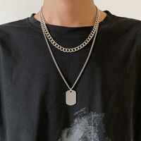 Hip-hop Titanium Steel Smooth Military Brand Necklace Jewelry Punk Style Sweater Chain Multi-layer Geometric Necklace main image 6