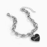 Black Oil Dripping Titanium Steel Letter Love Bracelet Female Niche Design Student Personality Chain Bracelet main image 4