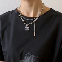 Trendy Titanium Steel Letter Niche Design Clavicle Chain Necklace Personality Hip-hop Double-layer Necklace main image 6