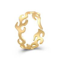 European And American Creative Opening Cross-border Trend Flame Opening Index Ring Golden Alloy Ring sku image 1