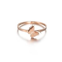 Popular Style Lucky Cat Butterfly Small Ring Titanium Steel Electroplating Rose Gold Jewelry Cross-border Spot Wholesale sku image 7