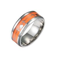 Orange And Blue Luminous Ecg Couple Ring Cross-border Hot Hipster Heartbeat Ornament Factory Wholesale Jewelry sku image 1