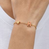 European And American New Personality Simple Alloy Letter Dripping Oil Bracelet Bracelet sku image 8