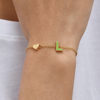 European And American New Personality Simple Alloy Letter Dripping Oil Bracelet Bracelet sku image 12