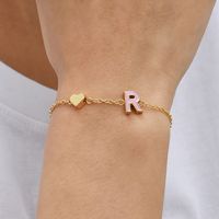 European And American New Personality Simple Alloy Letter Dripping Oil Bracelet Bracelet sku image 18