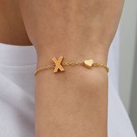 European And American New Personality Simple Alloy Letter Dripping Oil Bracelet Bracelet sku image 24
