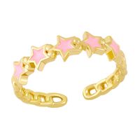 1 Piece Modern Style Star Copper Enamel Open Ring main image 8