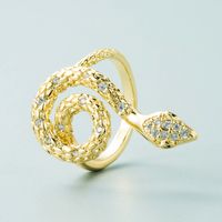 European And American Fashion Bohemian Copper Gold-plated Micro-inlaid Zircon Snake Ring Opening Adjustable sku image 2