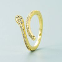 European And American Trend Personality 18k Copper Plated Real Zircon Snake-shaped Winding Open Ring sku image 1