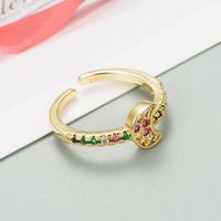 European And American Fashion Cool Creative Gold Plated Color Zircon Star And Moon Couple Ring Gold-plated Open Adjustable Ring sku image 1