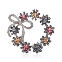 Korean Style Retro Forest Flower Wreath Brooch Alloy Color Diamond Temperament Bow Brooch Simple Brooch Wholesale sku image 1