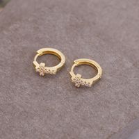 Copper Micro Diamond Cross Earrings Small Moon Earrings 18k Gold Earrings sku image 1