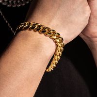 European And American Cuban Link Chain Thick Chain Bracelet Hip Hop Hiphop Jackson Wang Same Style Street Rap Thick Chain Bracelet For Men sku image 12