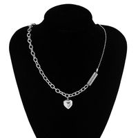Titanium Steel Heart-shaped Necklace Female Korean Style Simple Letter Stitching Chain Necklace sku image 1
