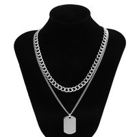 Hip-hop Titanium Steel Smooth Military Brand Necklace Jewelry Punk Style Sweater Chain Multi-layer Geometric Necklace sku image 1