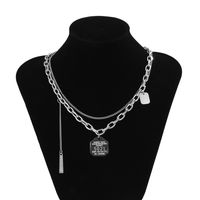 Trendy Titanium Steel Letter Niche Design Clavicle Chain Necklace Personality Hip-hop Double-layer Necklace sku image 1